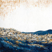 Load image into Gallery viewer, City Jerusalem Modern White Gold Blue Jerusalem Square
