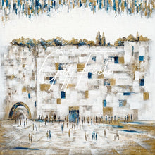 Load image into Gallery viewer, White Blue Gold Abstract Western Wall
